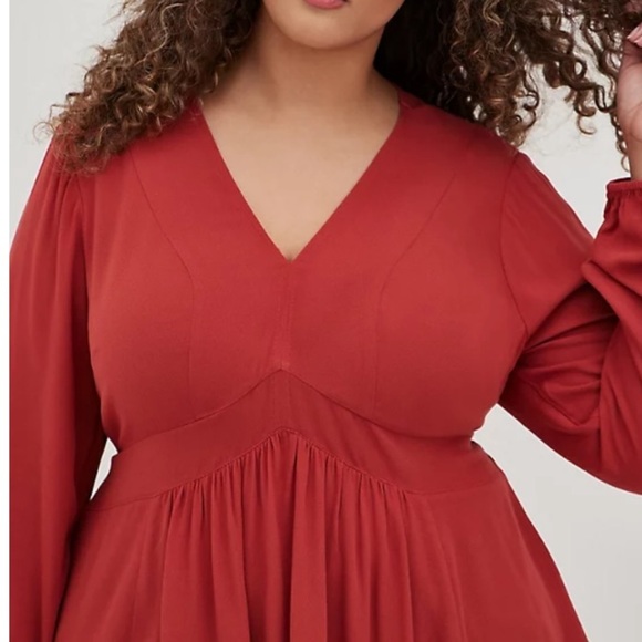 NWT TORRID BABYDOLL BLOUSE - GAUZE SPICE RED - Picture 5 of 6